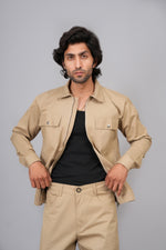 Load image into Gallery viewer, Men’s Premium Khaki Zip-Front Shacket