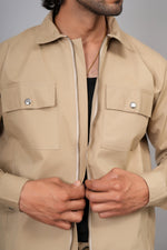 Load image into Gallery viewer, Men’s Premium Khaki Zip-Front Shacket