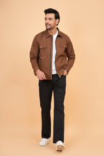 Load image into Gallery viewer, Men’s Premium Brown Zip-Front Shacket