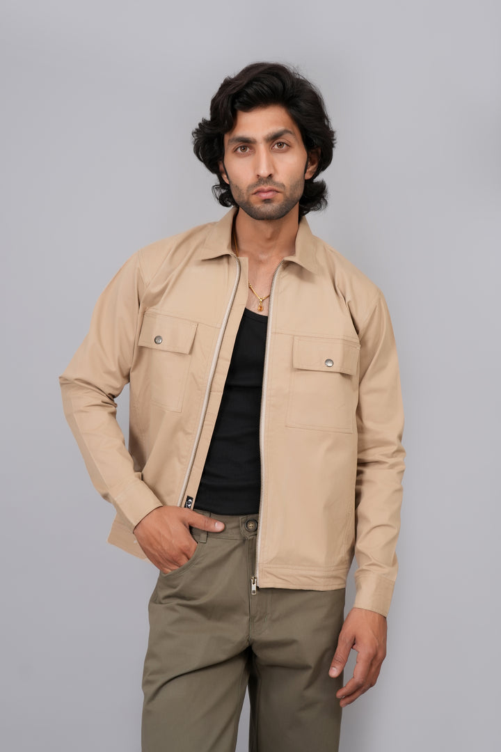 Men’s Premium Light Grey Zip-Front Shacket