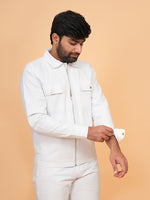 Load image into Gallery viewer, Men’s Premium White Zip-Front Shacket