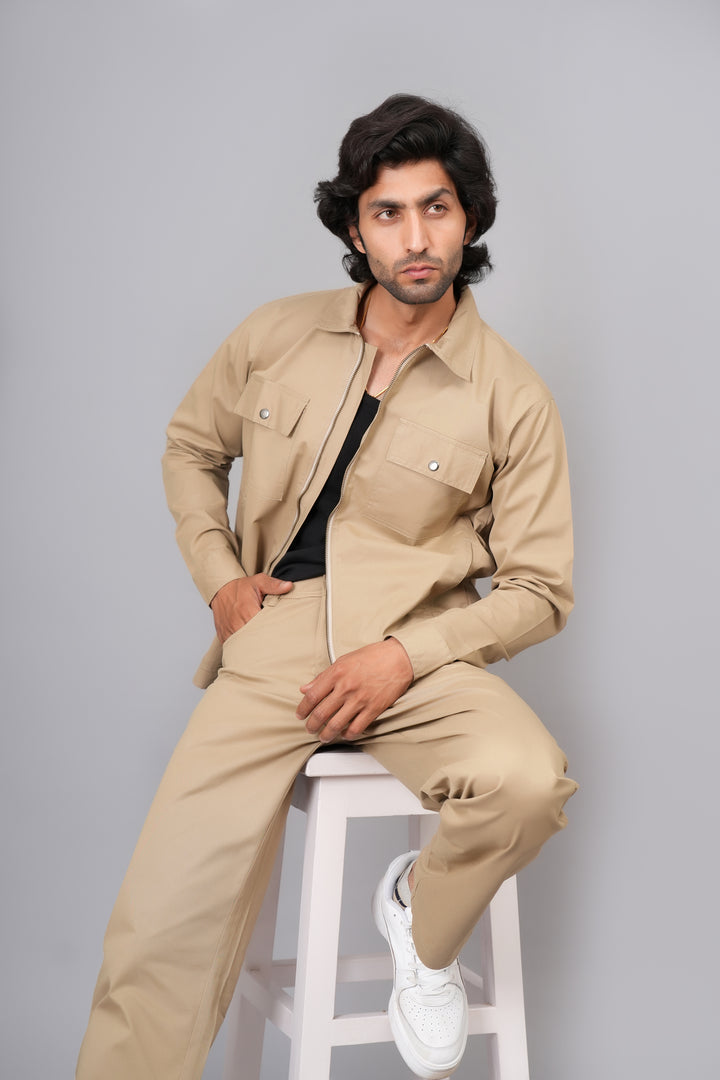 Men’s Khaki Smart Casual Co-Ord Set
