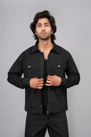Men’s Premium Black Zip-Front Shacket