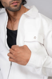 Men’s Premium White Zip-Front Shacket