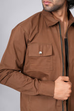 Load image into Gallery viewer, Men’s Premium Brown Zip-Front Shacket