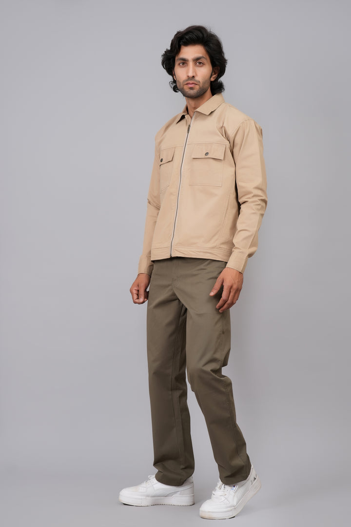 Men’s Premium Light Grey Zip-Front Shacket