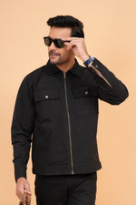 Load image into Gallery viewer, Men’s Premium Black Zip-Front Shacket