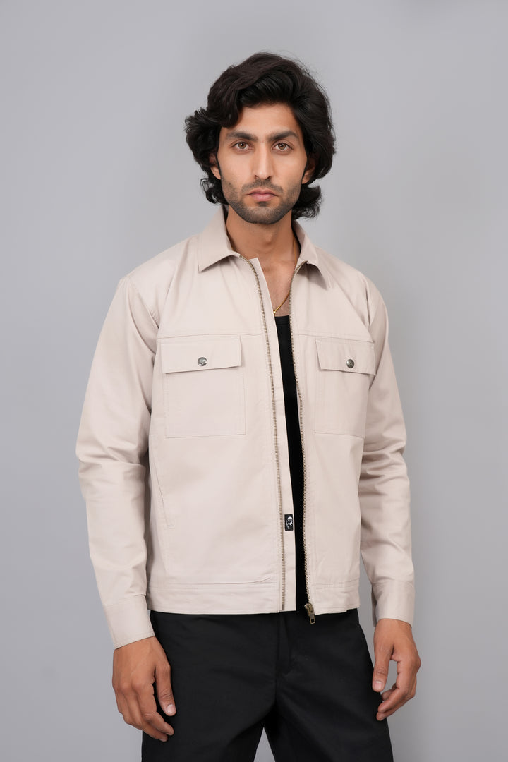 Men’s Sand Beige Structured Shacket