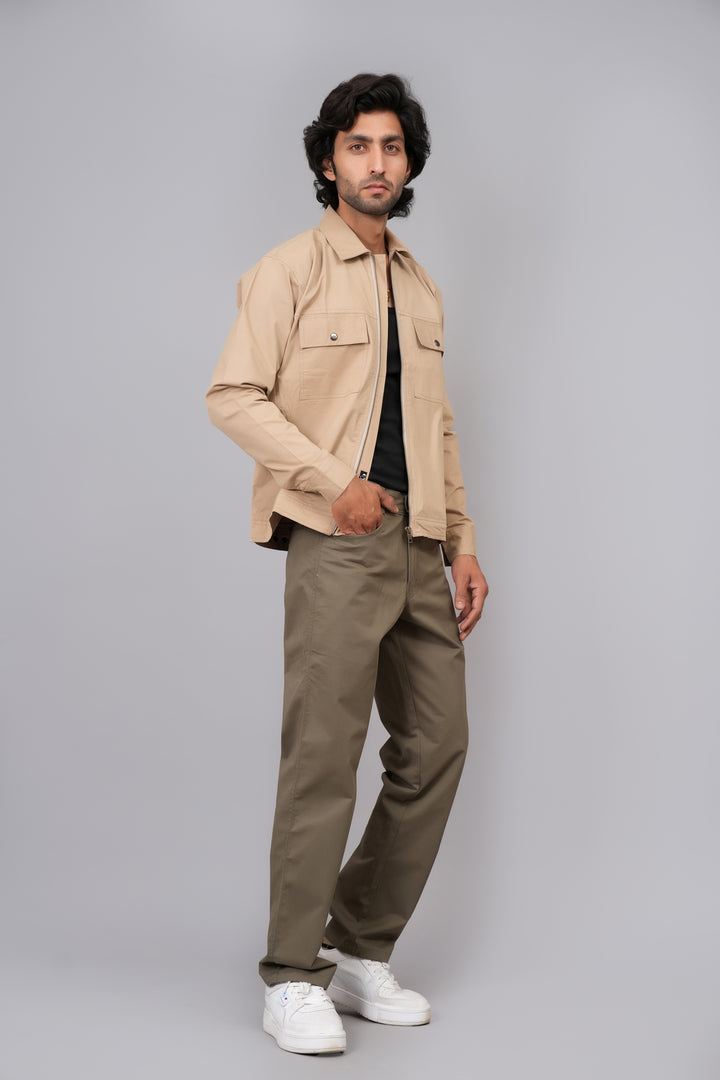 Men’s Premium Light Grey Zip-Front Shacket