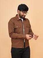 Load image into Gallery viewer, Men’s Premium Brown Zip-Front Shacket