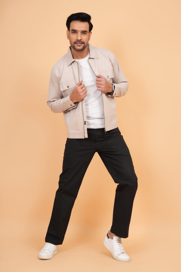 Men’s Sand Beige Structured Shacket