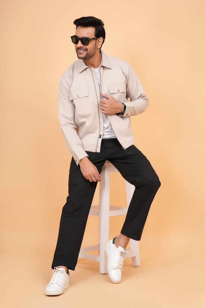 Men’s Sand Beige Structured Shacket